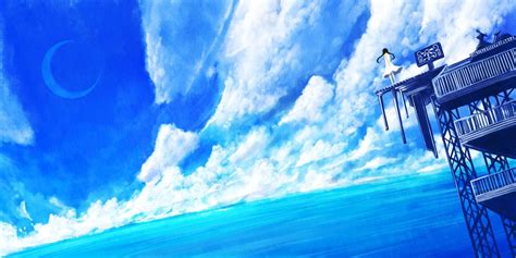 Anime girls original characters camera blue hair pink eyes stars dress sky wallpaper. Art Anime Blue Wallpapers - Wallpaper Cave