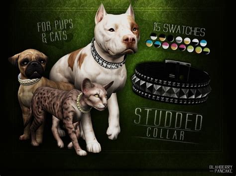 The Sims Resource Studded Collar For Cats And Dogs By Blahberry