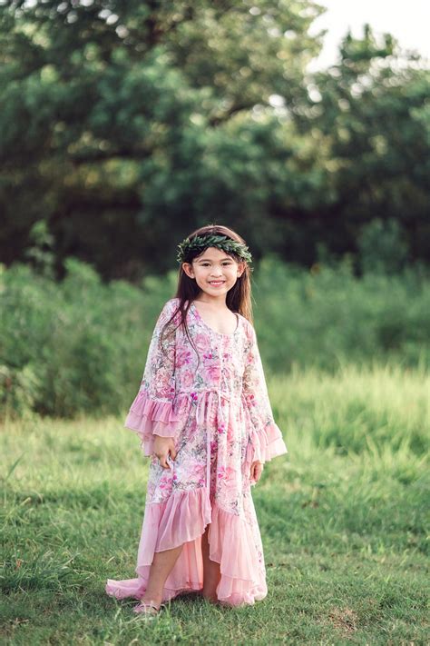 Boho Birthday Dress Bohemian Tween Dress Blush Pink Floral Etsy