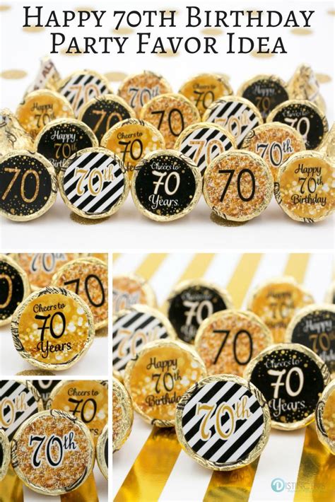 70th birthday party 70th birthday favors adult; Black and Gold 70th Birthday Party Favor Stickers - 180 ...