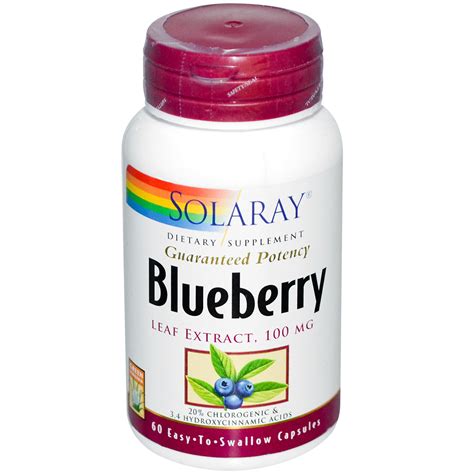 Solaray Blueberry Leaf Extract 100 Mg 60 Easy To Swallow Capsules