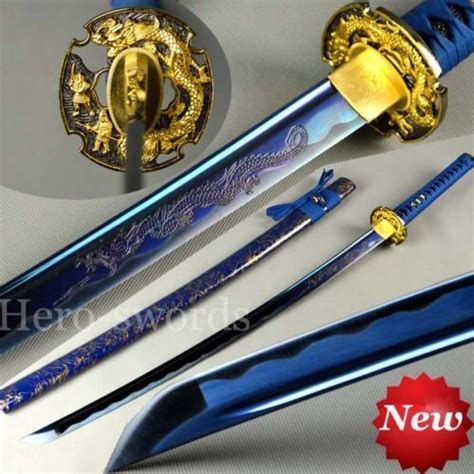 Japanese Traditional Hand Made 1095 Full Tang Blue Dragon Samurai
