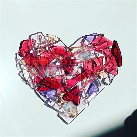 Glass Heart Ccclass Fused Glass Artwork Fused Glass Jewelry Glass Wall Art Sea Glass Mosaic