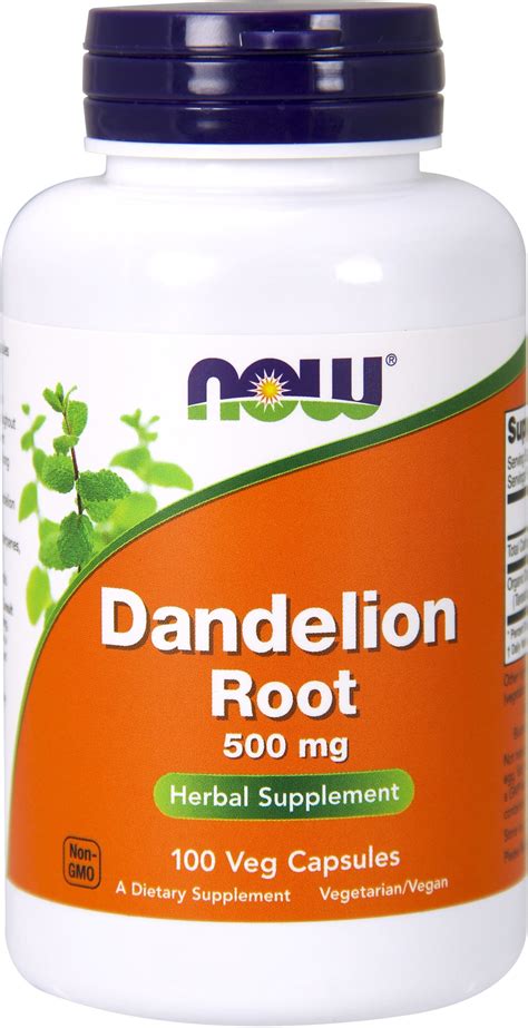 Now® Foods Dandelion Root 500 Mg 100 Capsules Puritans Pride