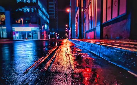 Download Wallpaper Street Night Wet Neon City By Ericj47 Wallpaper