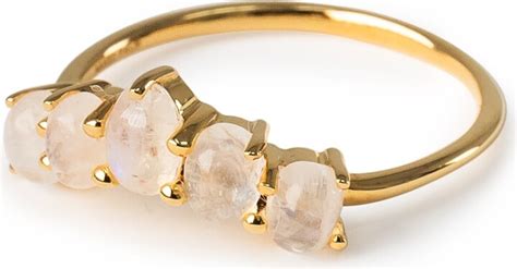 Naked Palm Jewellery Women S Moonstone Bubble Cuff Ring In K Gold Vermeil Shopstyle