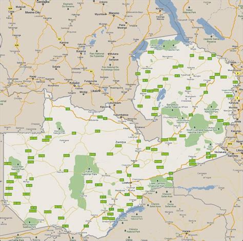 Detailed Map Of Zambia Map Of Detailed Zambia Eastern Africa Africa