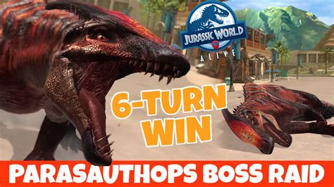 How To Beat Parasauthops Boss In 6 Turns Jurassic World Alive 211 Youtube