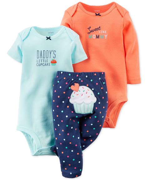 Carters Baby Girls 3 Piece Sweet Bodysuits And Pants Set Kids Macy