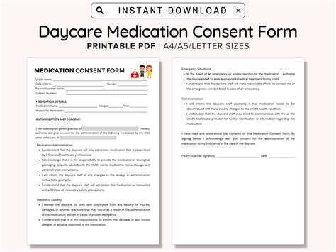 Daycare Medication Forms Medication Authorization Form Medication Log