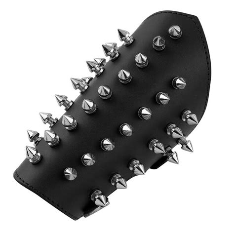 Fashion Unisex Solid Color Faux Leather Metal Spikes Arm Gauntlets