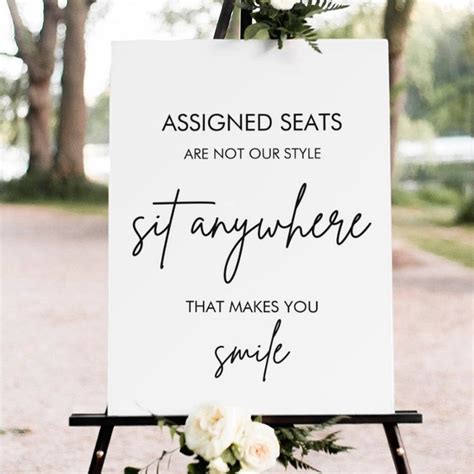 Wedding No Assigned Seats Sit Anywhere Sign Zazzle In 2023 Wedding Seating Signs Open