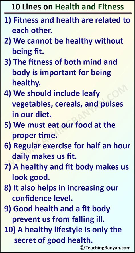 10 Lines On Health And Fitness For Children And Students Of Class 1 2