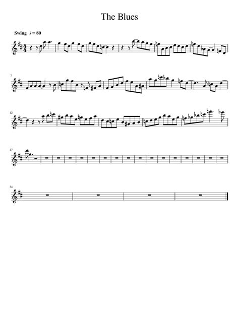The Blues Sheet Music For Saxophone Alto Solo Download And Print