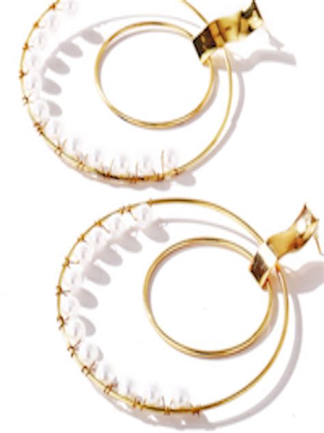 Buy Urbanic Gold Toned Circular Artificial Bead Drop Earrings