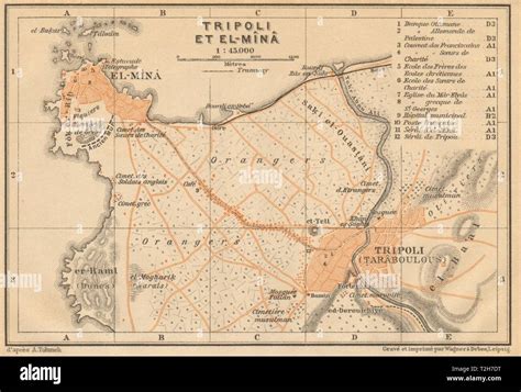 Tripoli Tarabulus And El Mina Antique Town City Plan Lebanon 1912 Old