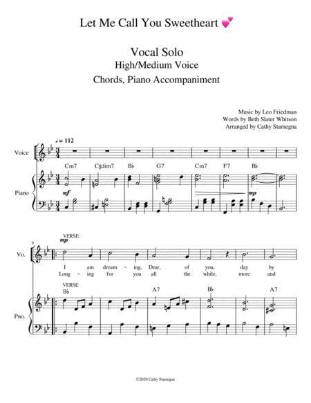 Let Me Call You Sweetheart Vocal Solo High Medium Voice Chords Piano Accompaniment By Music