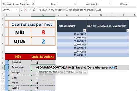 Como fazer a contagem por mês ou intervalo de datas no Excel