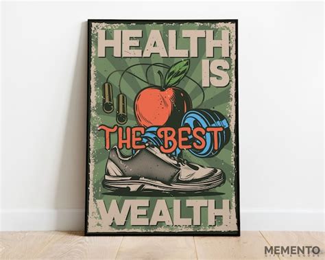 Health Is Wealth Vintage Premium Poster Gym Decoration Etsy
