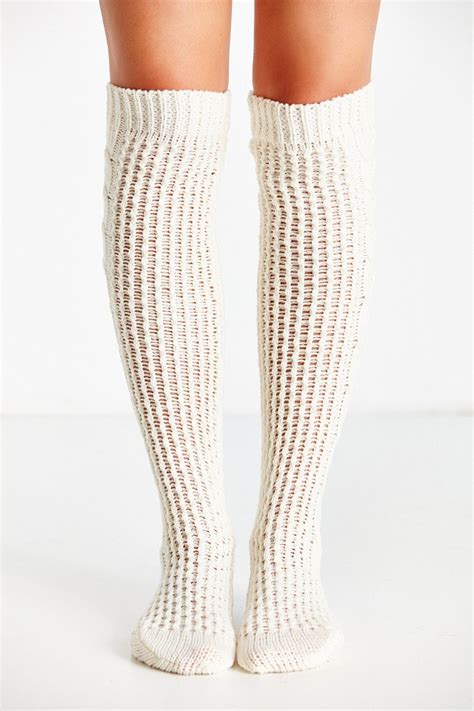 lyst urban outfitters oversized cable chunky over the knee sock in natural