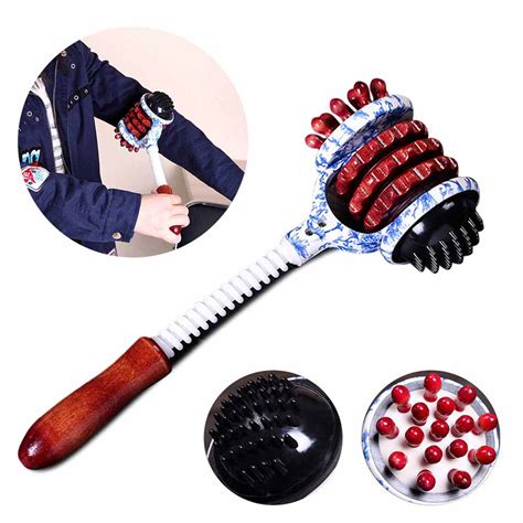 Body Hammer Manual Roller Massager Wood Handle Relax Massage Tool For