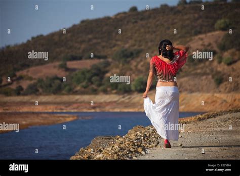 Woman On A Nature Walk Rio Tinto Spain Stock Photo Alamy