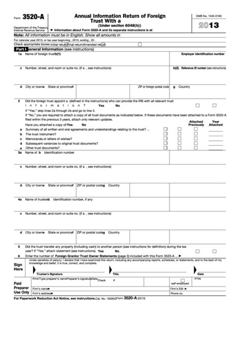 Fillable Form 3520 A Annual Information Return Of Foreign Trust With