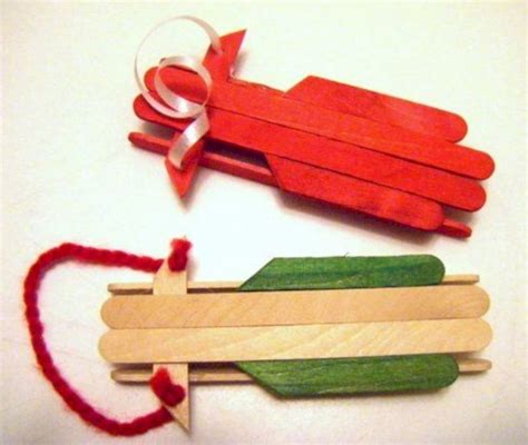 36 Wooden Popsicle Stick Sled Ornament For Christmas Tree Homeridian