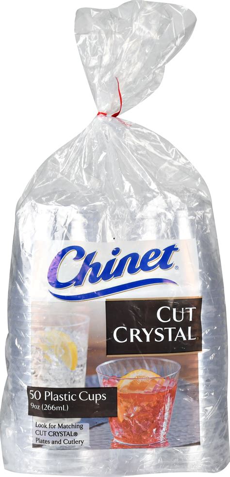 Chinet Cut Crystal Clear Plastic Cups 9 Oz 50 Count