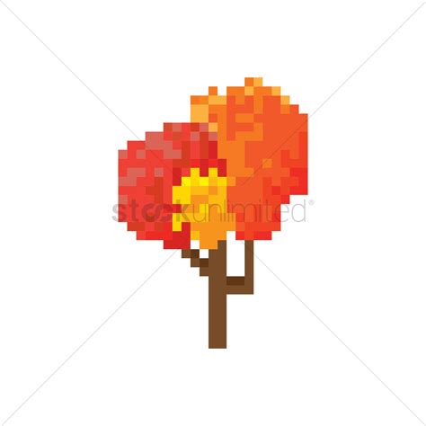 Pixel Art Autumn Tree Vector Image 1957676 Stockunlimited