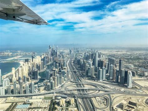 Aerial View Of Dubai Marina Skyline With Sheikh Zayeg Road Highway