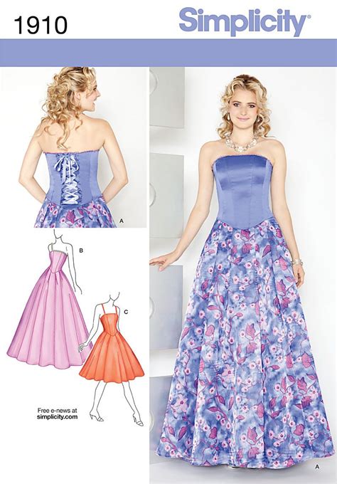 Simplicity 1910 Prom Dress Pattern Simplicity Sewing Patterns