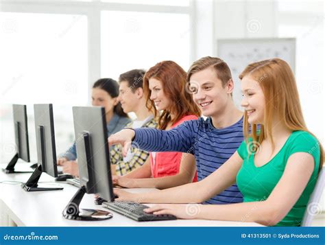 Female Student With Classmates In Computer Class Stock Image Image Of