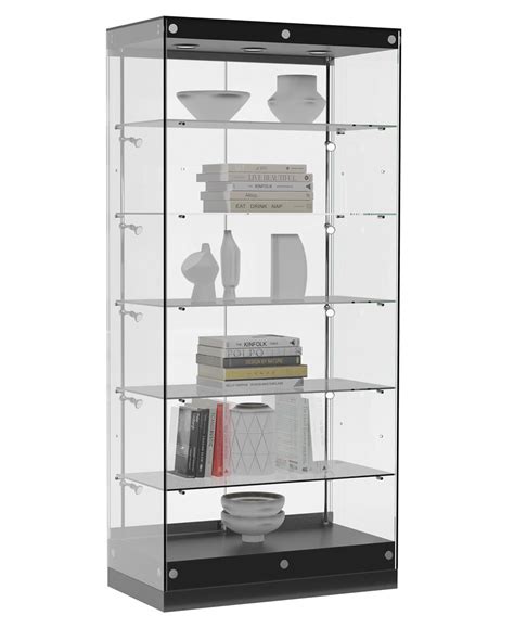 Tempered Glass Curio Cabinet Side And Top Led Lighting