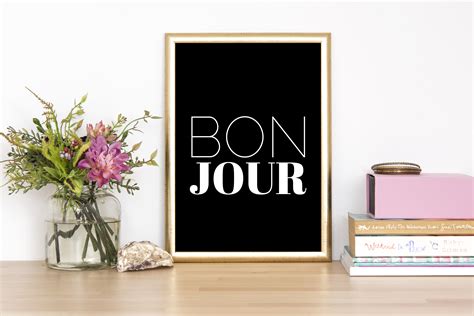 Bonjour Print,Minimal Black Print,French Quote,French ...