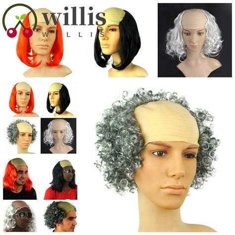 willis funny bald wig props straight old man bald wig april fool s day curly false fluffy