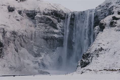 4k 5k Iceland Winter Waterfalls Snow Crag Hd Wallpaper Rare