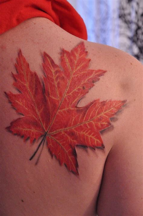 By Greg At Ink Spot Ottawa Ontario Maple Leaf Tattoos Maple Leaf Tattoo Fall Leaves Tattoo