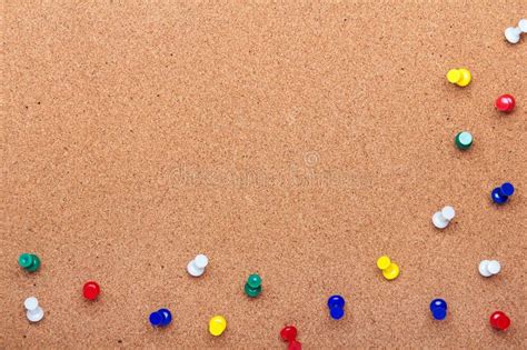 Pin Board Texture For Background And Colorful Pins Frame Stock Photo