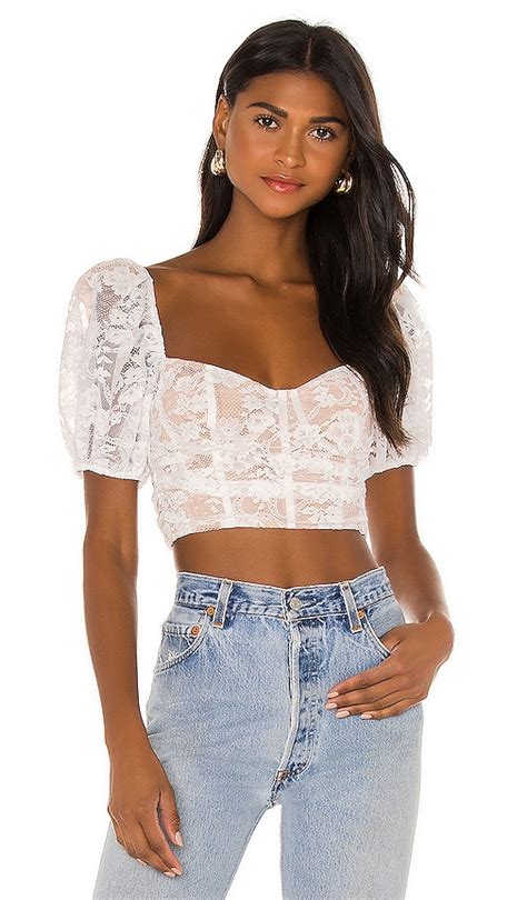for love and lemons rosalie crop top in white revolve