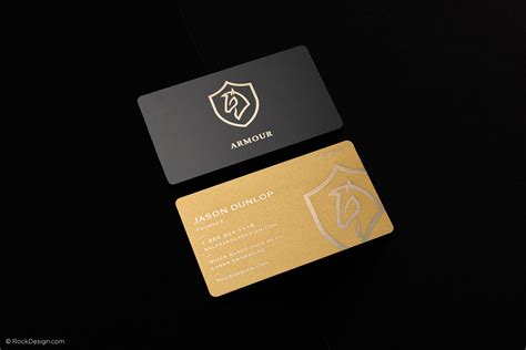 Free Online Quick Laser Engraved Black And Gold Metal Business Card