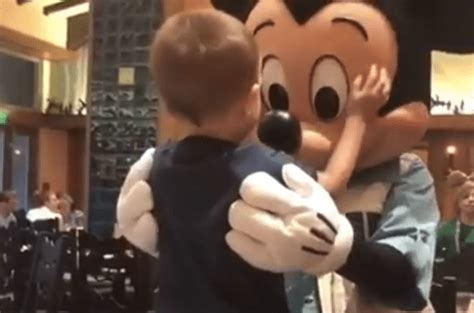 Little Boy Meets Mickey Mouse In Real Life For The First