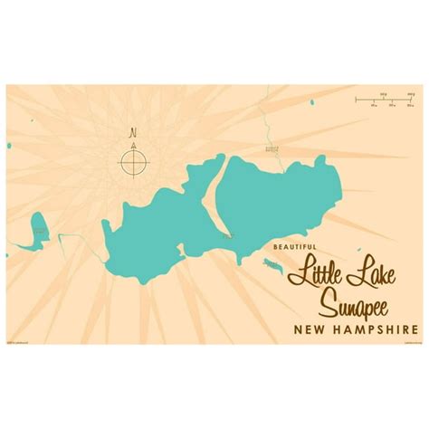 Little Lake Sunapee New Hampshire Map Vintage Style Art Print By