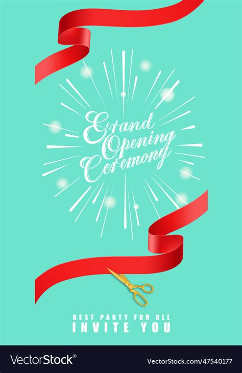 Grand Opening Ceremony Best Party For All Invite Vector Image