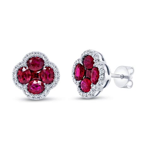 Uneek Fine Jewelry Uneek Oval Ruby Diamond Stud Earring Wickersham