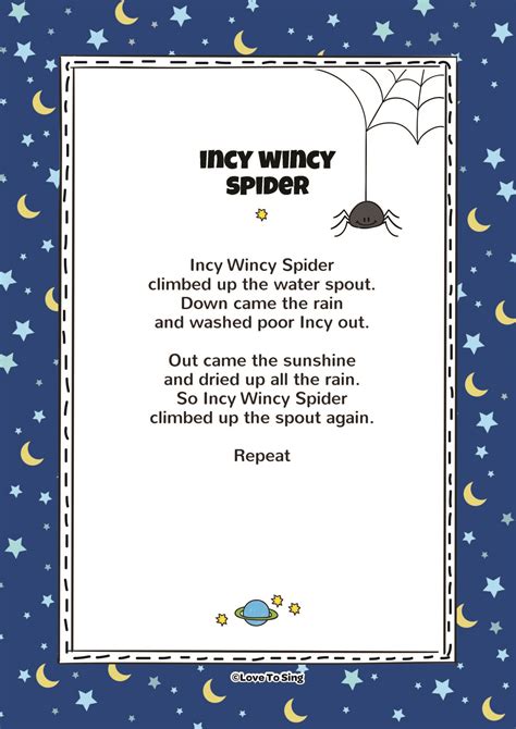 incy wincy spider lyrics