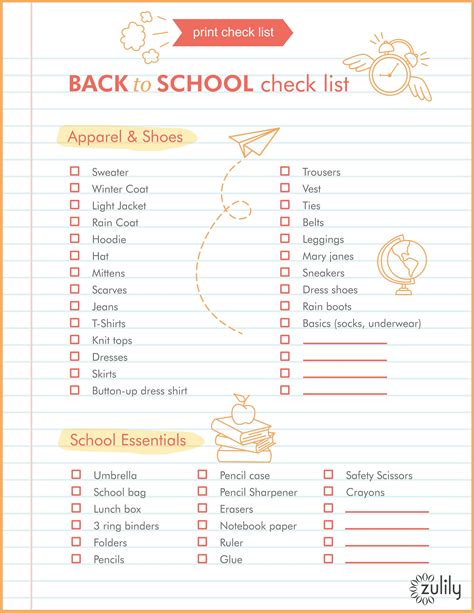 Zulily Back To School Sale Section School Checklist Back To School
