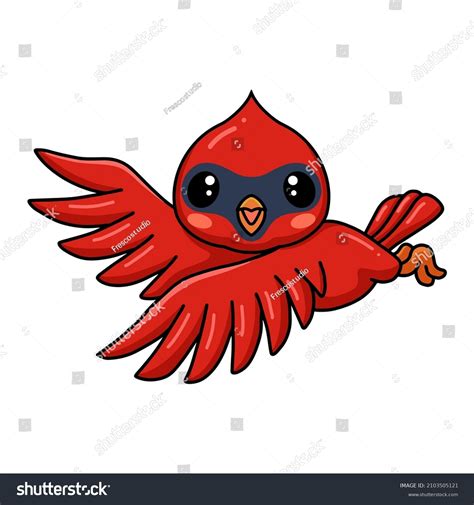 Cute Baby Cardinal Bird Cartoon Flying Stock Vector Royalty Free