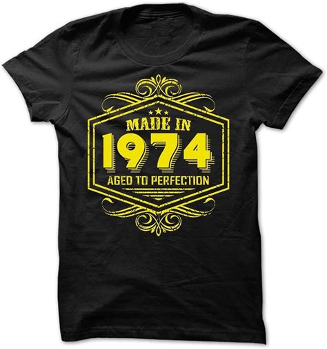 Vintage 1974 T Shirt Made In 1974 Aged To Perfection Yellow Medium