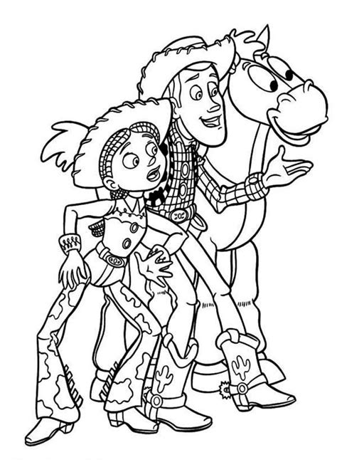 Jessie Woddy And Bullseye In Toy Story Coloring Page Download And Print Online Coloring Pages